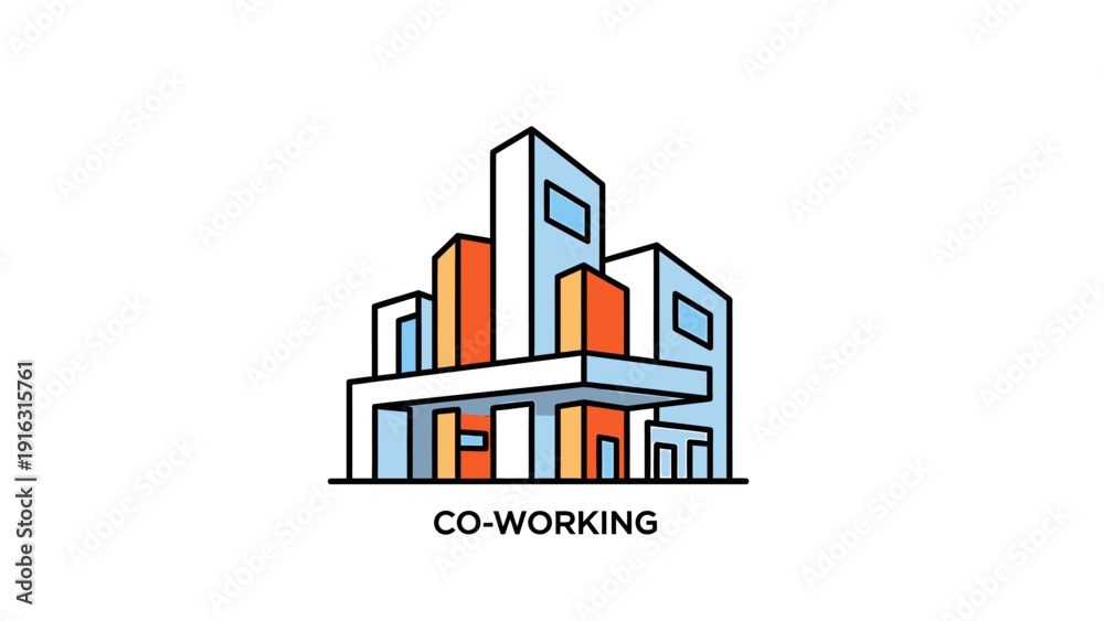 Fototapeta premium Modern Co-Working Space Building Icon.