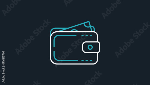 Modern digital wallet icon with cash inside.