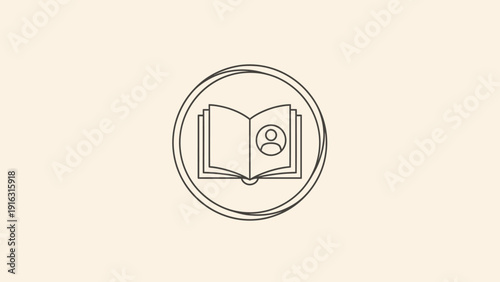 Open Book Icon with Person Symbol Inside.