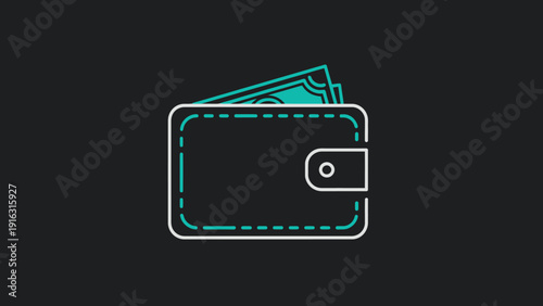 Modern Wallet with Cash Money Illustration.