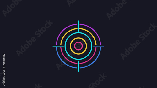 Neon Target Reticle Abstract Graphic Design.