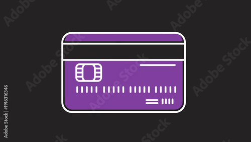 Purple Credit Card with Chip and Magnetic Stripe.