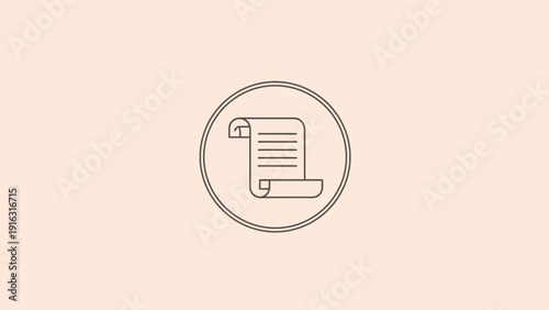 Scroll Document Icon Representing Knowledge and Information.