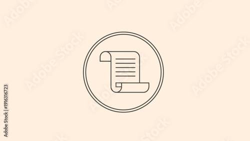 Scroll Document Icon Representing Information and Knowledge.