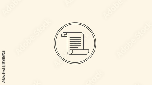 Scroll Document Icon Representing Law or History.