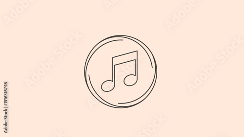 Simple Hand Drawn Music Note Inside Circle.