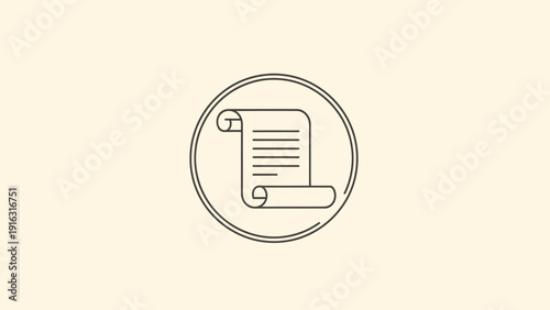 Scroll Document Icon Representing History and Knowledge.