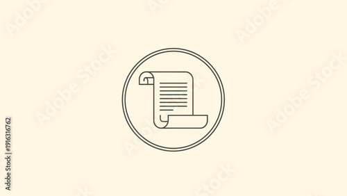 Scroll Document Icon Representing Old Paper and Text.