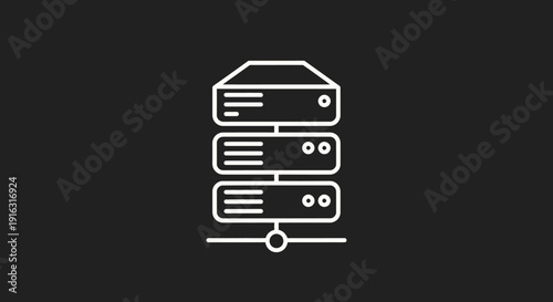 Server Rack Icon Representing Data Storage and Computing Power.