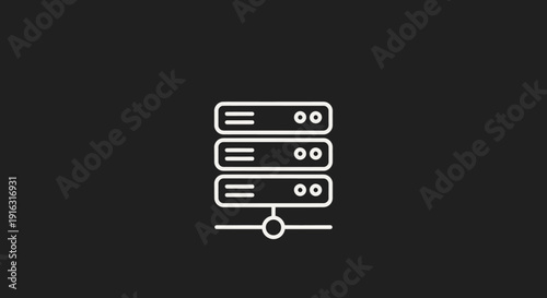 Server Rack Icon Representing Data Storage and Network Infrastructure.