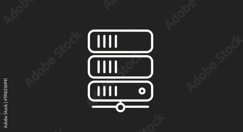 Server Rack Icon Representing Data Storage and Network Infrastructure.