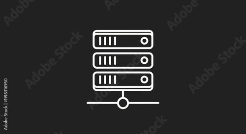 Server Rack Icon Representing Data Storage and Network Infrastructure.