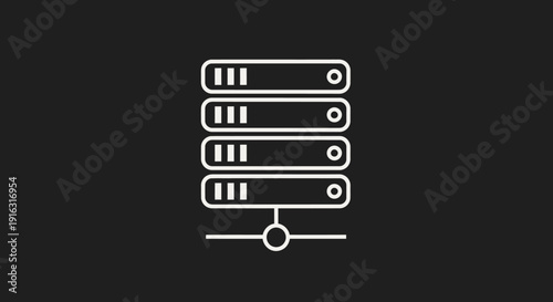 Server Rack Icon Representing Data Storage and Network Infrastructure.