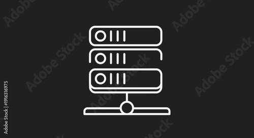 Server Rack Icon Representing Data Storage and Network Infrastructure.