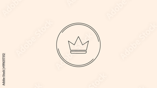 Simple Crown Icon Inside a Circle Outline.