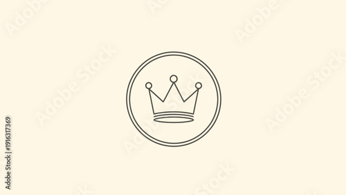 Simple Crown Icon Inside a Circle Outline.