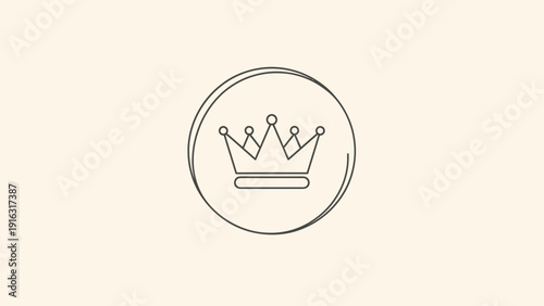 Simple Crown Icon Inside A Hand Drawn Circle.