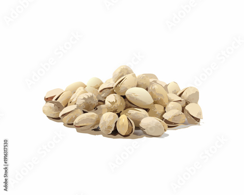 Pile of shelled pistachios on a white background healthy snack