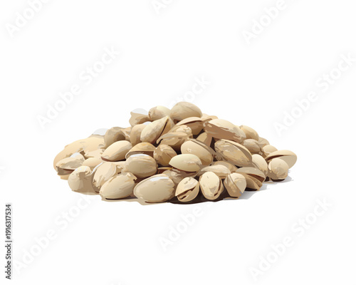 A pile of shelled pistachios displayed against a plain white background