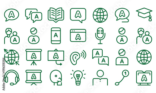 Elearning Icons with Letter A Symbolizing Education
