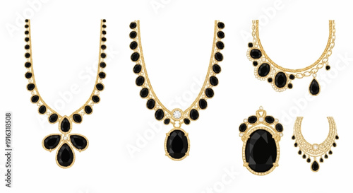 Luxury Black Jewelry Collection with Gold Accents.