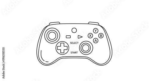 Video Game Controller Outline Icon, Minimalist Gaming Input Device Vector Illustration