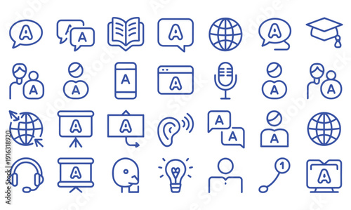 Elearning Icons Set with Educational Symbols and Logos