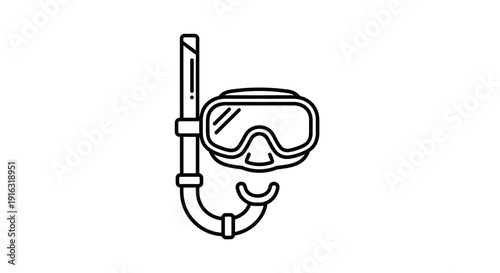 Snorkel Mask and Tube Icon, Scuba Diving Equipment, Underwater Exploration, Vector Illustration