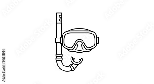 Snorkel Mask and Tube Icon: Diving Gear for Underwater Exploration and Summer Vacation