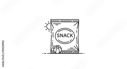 Snack bag with beach ball and sun icon, representing summer vacation and outdoor enjoyment.
