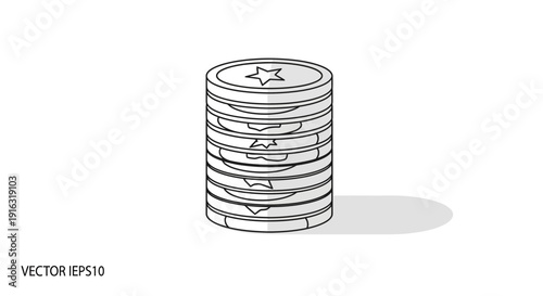 Stack of Coins with Star Emblem - Financial Growth and Wealth Concept