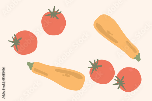 Art & Illustration Flat Vector Carrot and Zucchini Illustration Fresh Organic Vegetables Design
