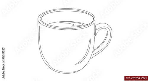 Simple Line Art Icon of a Coffee Cup with Beverage