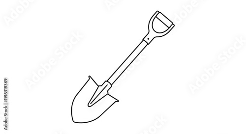Simple Line Art Illustration of a Garden Spade Shovel