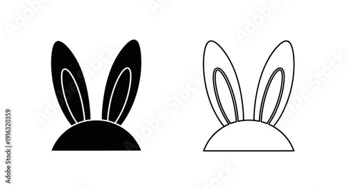 Cute bunny ears silhouette vector illustration design template Vector