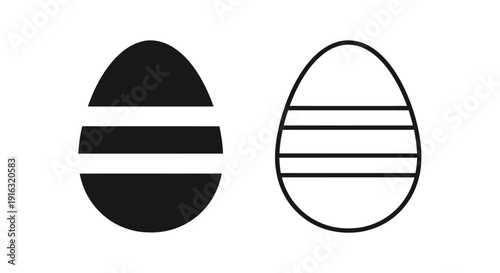 Minimalist black and white egg design with horizontal lines Vector
