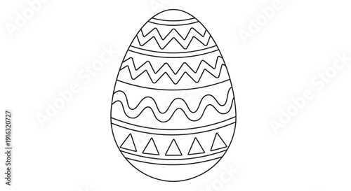 Decorated easter egg design outline drawing sketch vector illustration Vector
