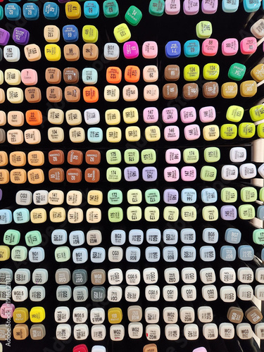 Colorful Marker Pen Collection Arranged in Creative Pattern