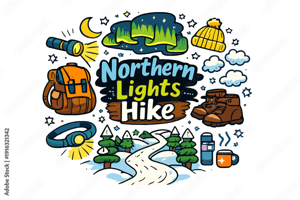 Obraz premium Northern Lights Doodle. Northern Lights