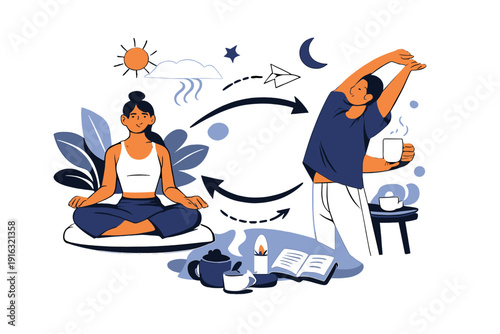 Minimalist Line Illustration. Waiting Together. Minimalistic one line drawing two people waiting in a line