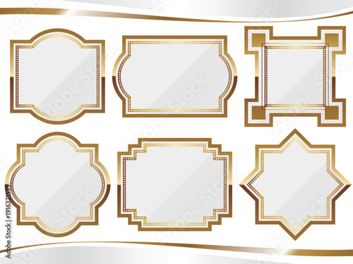 高級感のあるアールデコ風フレーム6種セット　ホワイト＆ゴールド