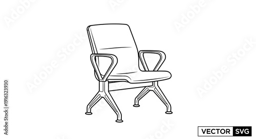 Modern Waiting Room Chair, Minimalist Design, Vector Illustration