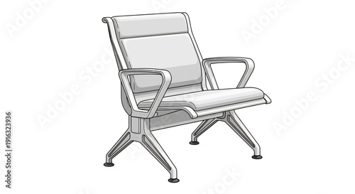 Modern White Waiting Room Chair with Metal Frame and Arms