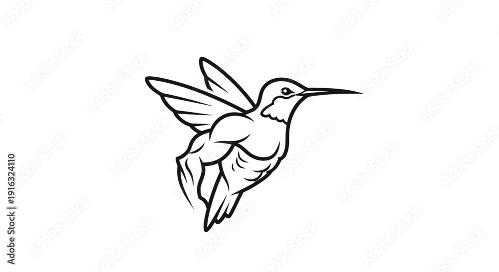 Fototapeta premium Muscular Hummingbird Logo, Strong Bird Silhouette, Fitness and Strength Symbol