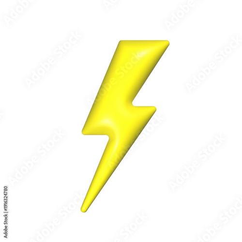 Vibrant 3D Lightning Bolt Icon – Bold Yellow Design for Power and Energy Themes