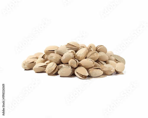 Pile of pistachios on a white background showcasing their cracked shells