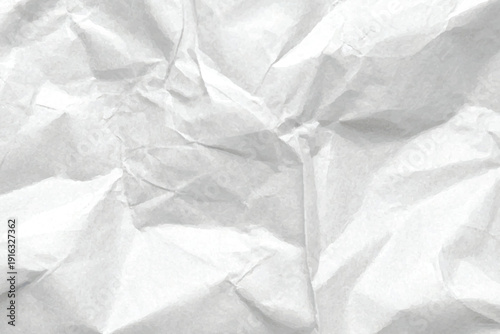 White crumpled paper texture background with realistic folds and shadows.