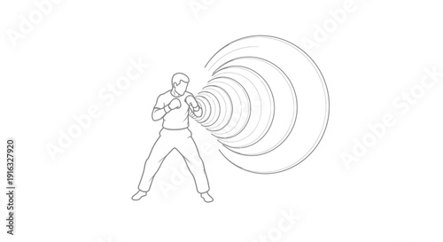 Martial Artist Punching Through Vortex, Dynamic Action, Karate, Kung Fu, Fight Scene