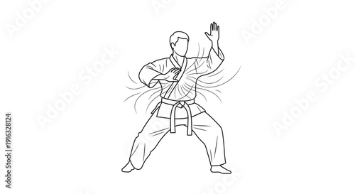 Martial Arts Karateka Performing Defensive Block Technique