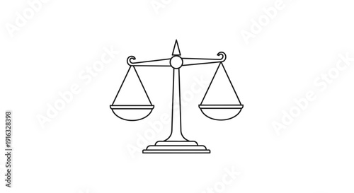 Justice Scales Icon, Law Symbol, Balance and Fairness Concept, Vector Illustration